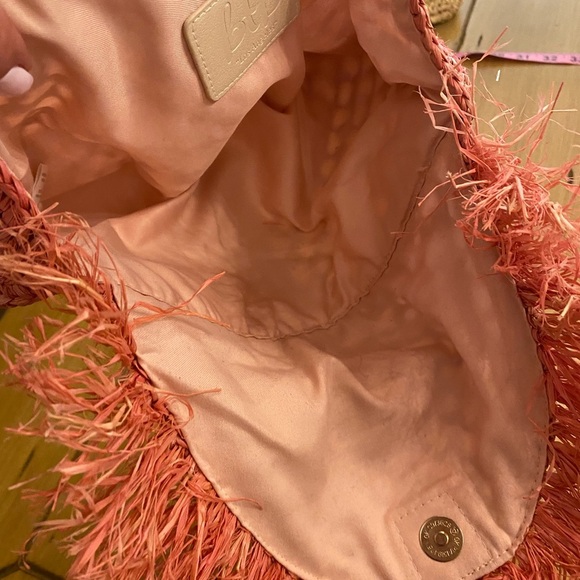 btb Womens Jayden Raffia Clutch Bag Straw Peach Salmon Color New without tag - Picture 10 of 14